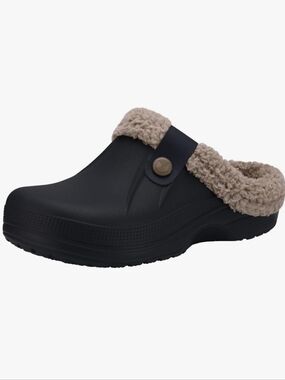 Cozy Faux-Shearling Lined Mules in Black and Cream